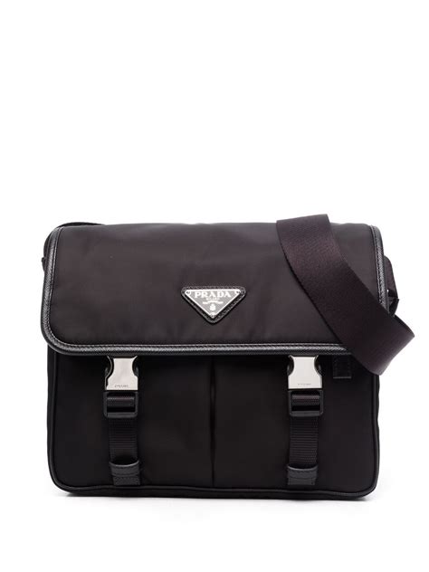 prada logo plaque messenger bag